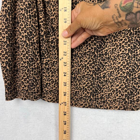 NEW TALBOTS 2X Micro Leopard Print Long Sleeve Popover Scoop Neck Tunic Top - Picture 7 of 8